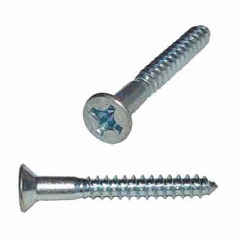 FPWS142 #14 X 2" Flat Head, Phillips, Wood Screw, Zinc